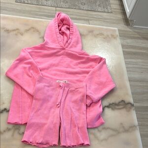 Zara Pink Hoodie and Shorts Set